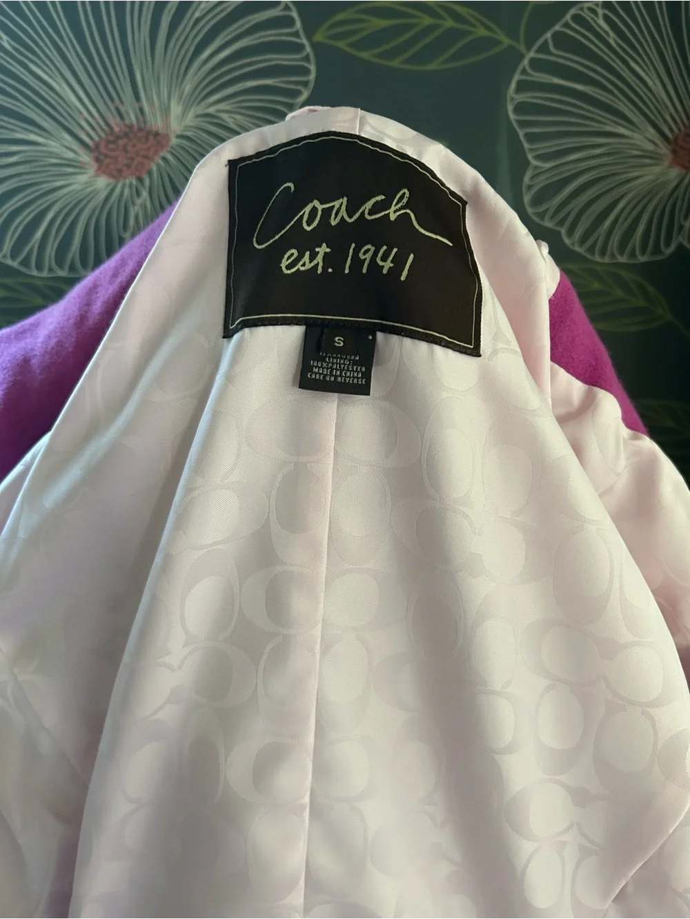 Coach Vintage Women's Fuchsia Wool Trench Coat / Pea Coat